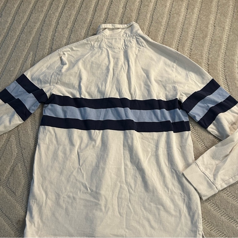 Polo Ralph Lauren Crest Embroidered Striped Cotton Jersey Rugby Shirt - L - Picture 7 of 12